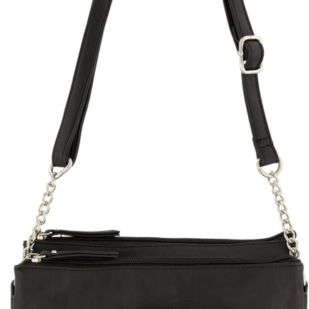 Women's Faux Leather Crossbody Bag with Adjustable Strap and Multiple Pockets